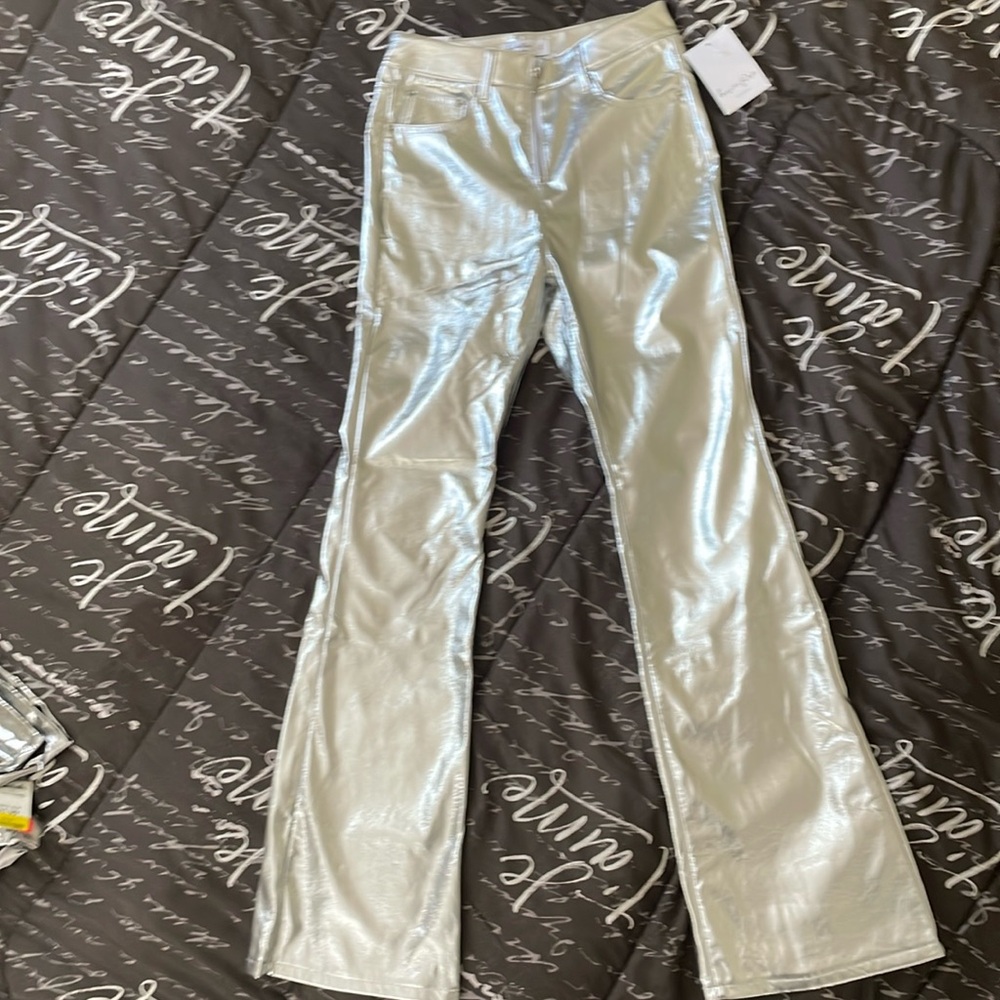 New pant color silver, imitation leather